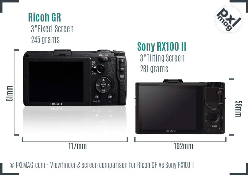 Ricoh GR vs Sony RX100 II Screen and Viewfinder comparison