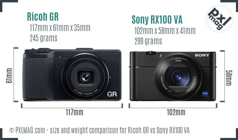 Ricoh GR vs Sony RX100 VA size comparison