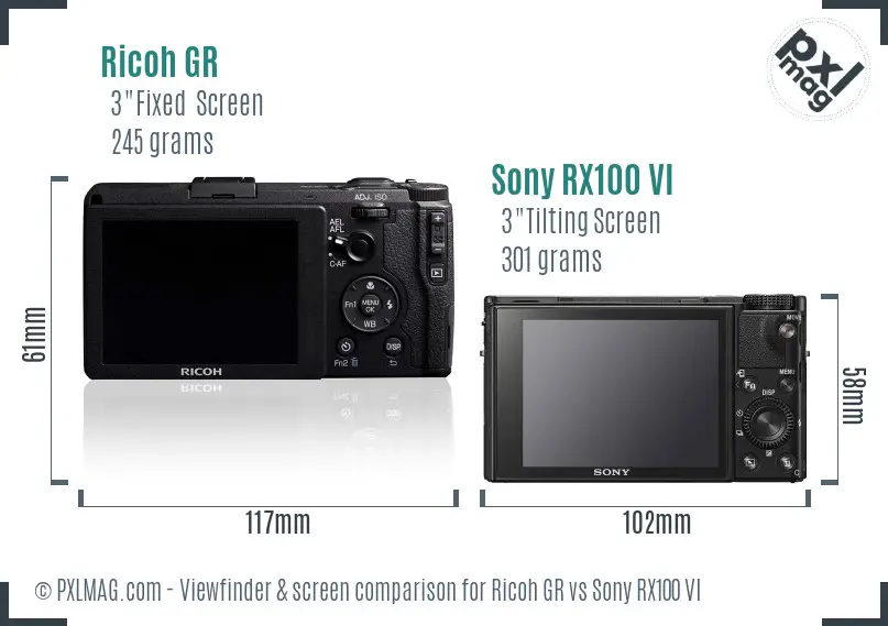 Ricoh GR vs Sony RX100 VI Screen and Viewfinder comparison