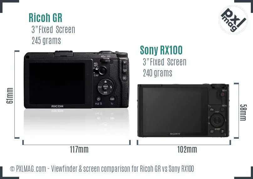Ricoh GR vs Sony RX100 Screen and Viewfinder comparison