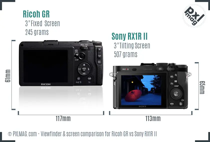 Ricoh GR vs Sony RX1R II Screen and Viewfinder comparison