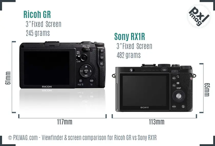 Ricoh GR vs Sony RX1R Screen and Viewfinder comparison
