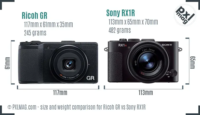 Ricoh GR vs Sony RX1R size comparison