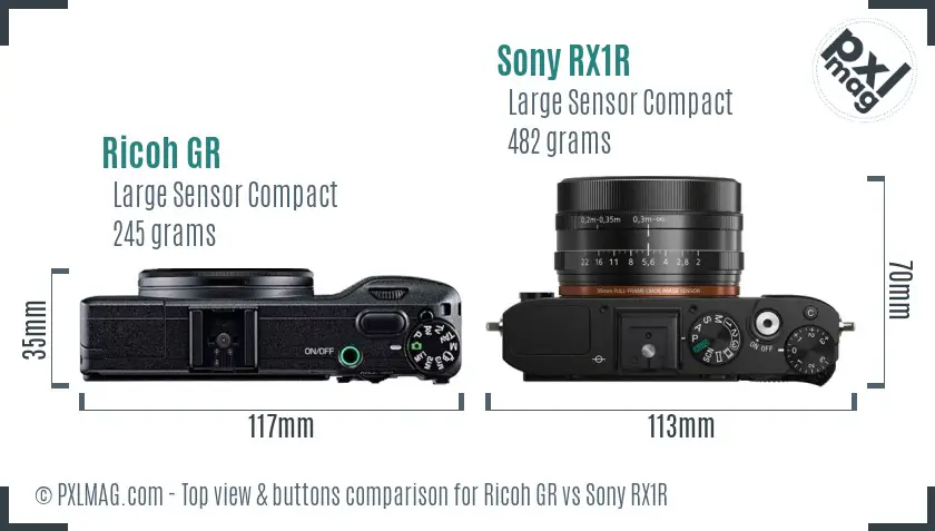 Ricoh GR vs Sony RX1R top view buttons comparison
