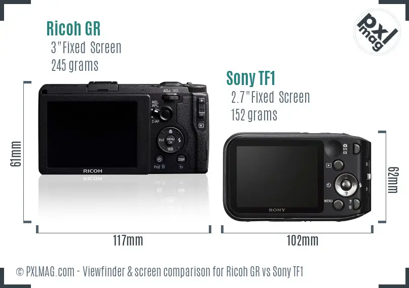 Ricoh GR vs Sony TF1 Screen and Viewfinder comparison