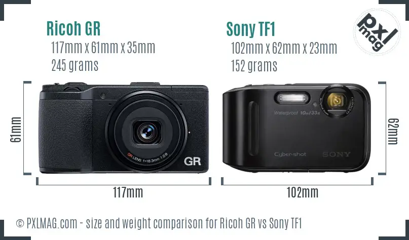 Ricoh GR vs Sony TF1 size comparison