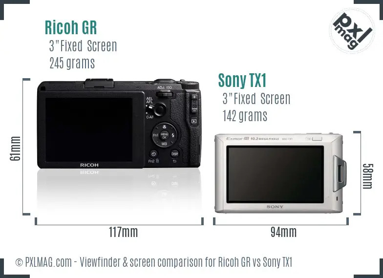 Ricoh GR vs Sony TX1 Screen and Viewfinder comparison