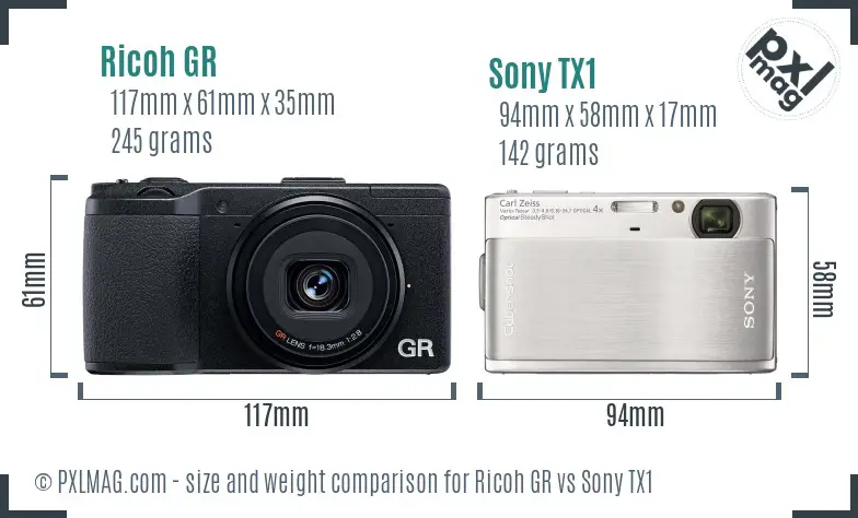 Ricoh GR vs Sony TX1 size comparison