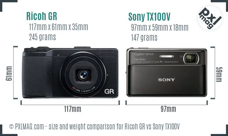Ricoh GR vs Sony TX100V size comparison