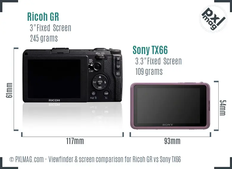 Ricoh GR vs Sony TX66 Screen and Viewfinder comparison