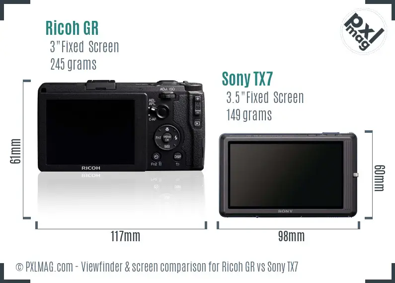 Ricoh GR vs Sony TX7 Screen and Viewfinder comparison