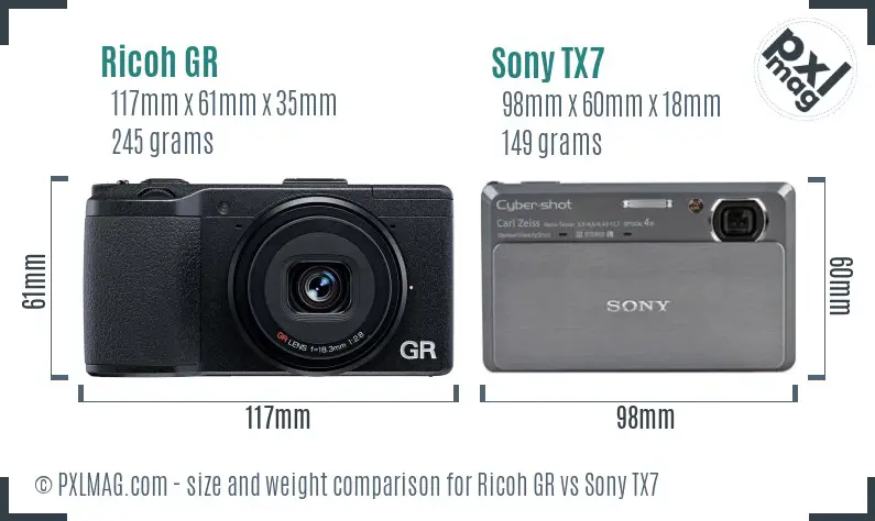 Ricoh GR vs Sony TX7 size comparison