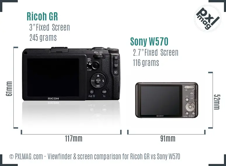 Ricoh GR vs Sony W570 Screen and Viewfinder comparison