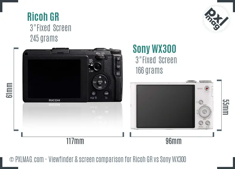 Ricoh GR vs Sony WX300 Screen and Viewfinder comparison