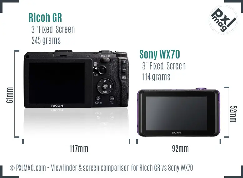Ricoh GR vs Sony WX70 Screen and Viewfinder comparison