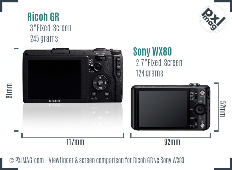 Ricoh GR vs Sony WX80 Screen and Viewfinder comparison