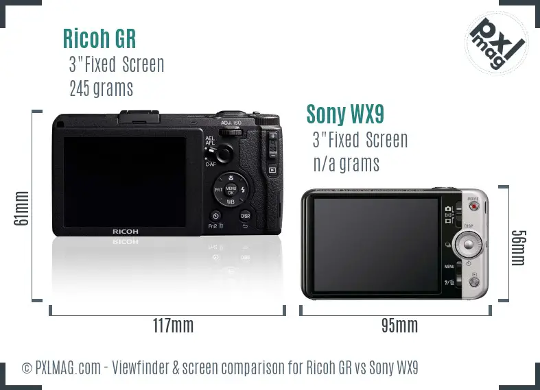 Ricoh GR vs Sony WX9 Screen and Viewfinder comparison