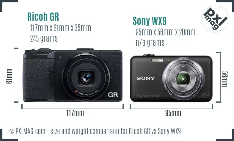 Ricoh GR vs Sony WX9 size comparison