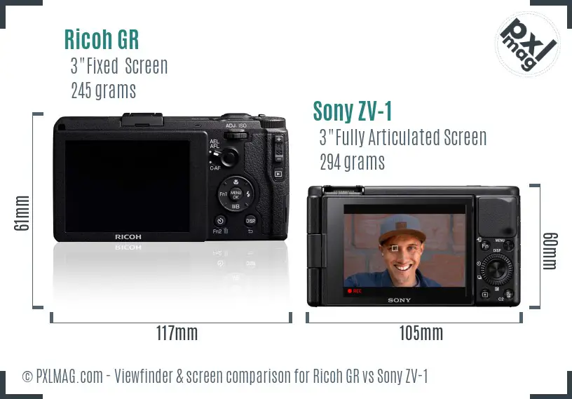 Ricoh GR vs Sony ZV-1 Screen and Viewfinder comparison