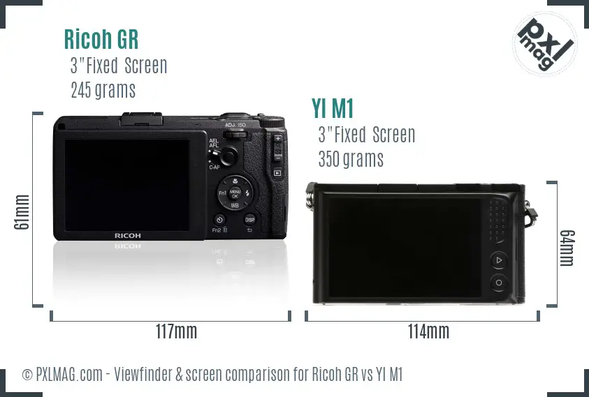 Ricoh GR vs YI M1 Screen and Viewfinder comparison