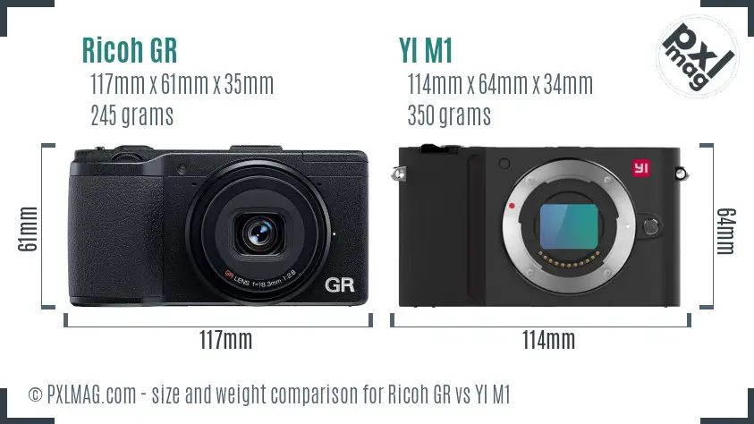 Ricoh GR vs YI M1 size comparison