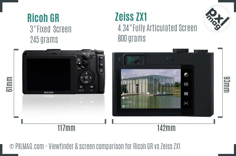 Ricoh GR vs Zeiss ZX1 Screen and Viewfinder comparison