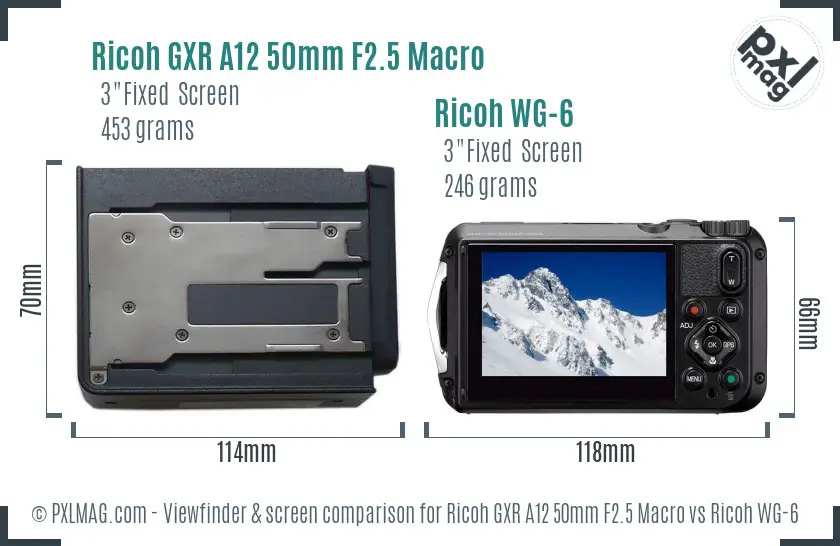 Ricoh GXR A12 50mm F2.5 Macro vs Ricoh WG-6 Screen and Viewfinder comparison