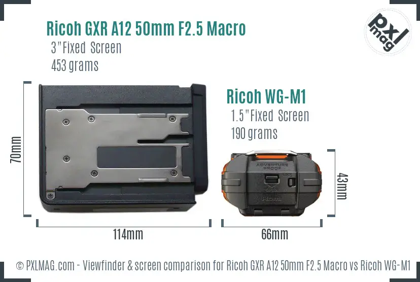 Ricoh GXR A12 50mm F2.5 Macro vs Ricoh WG-M1 Screen and Viewfinder comparison