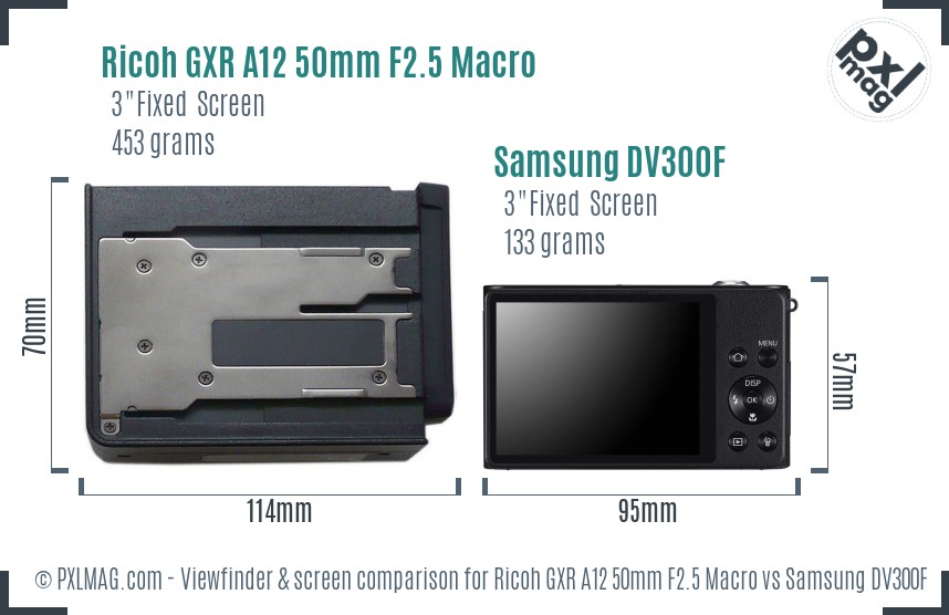 Ricoh GXR A12 50mm F2.5 Macro vs Samsung DV300F Screen and Viewfinder comparison