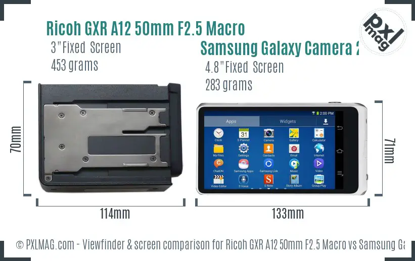 Ricoh GXR A12 50mm F2.5 Macro vs Samsung Galaxy Camera 2 Screen and Viewfinder comparison