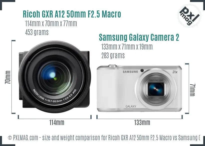 Ricoh GXR A12 50mm F2.5 Macro vs Samsung Galaxy Camera 2 size comparison