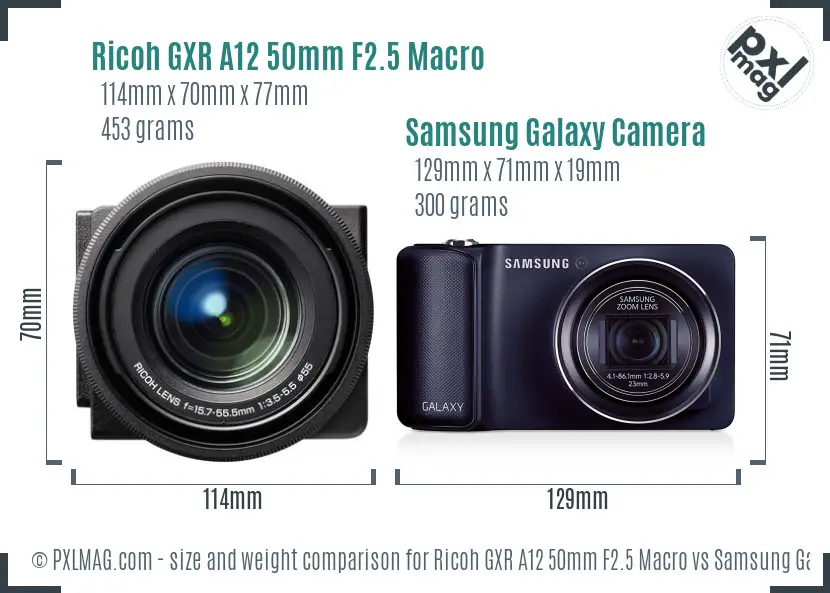 Ricoh GXR A12 50mm F2.5 Macro vs Samsung Galaxy Camera size comparison