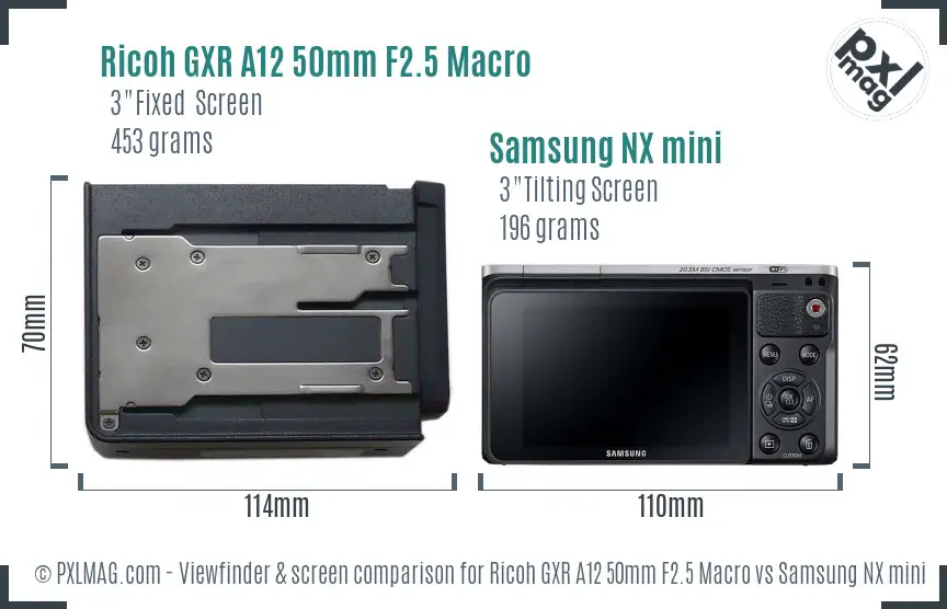 Ricoh GXR A12 50mm F2.5 Macro vs Samsung NX mini Screen and Viewfinder comparison