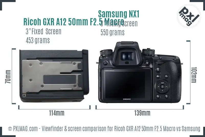 Ricoh GXR A12 50mm F2.5 Macro vs Samsung NX1 Screen and Viewfinder comparison