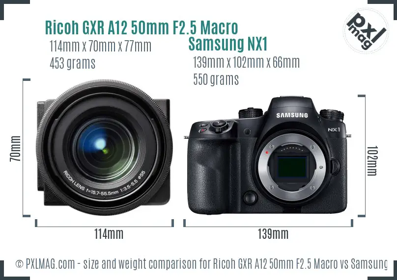 Ricoh GXR A12 50mm F2.5 Macro vs Samsung NX1 size comparison