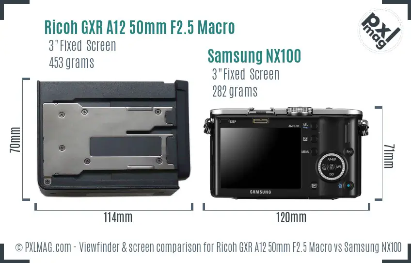 Ricoh GXR A12 50mm F2.5 Macro vs Samsung NX100 Screen and Viewfinder comparison