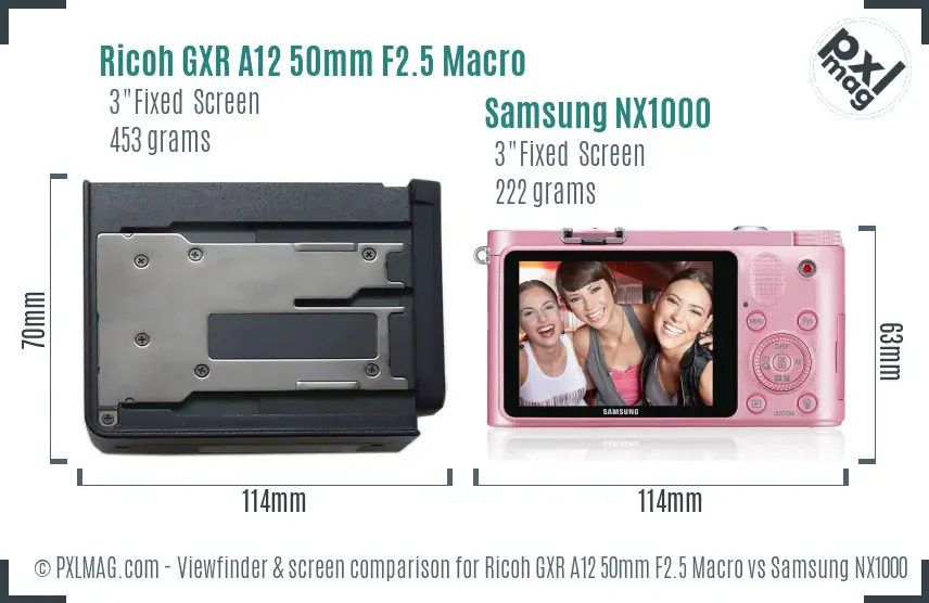 Ricoh GXR A12 50mm F2.5 Macro vs Samsung NX1000 Screen and Viewfinder comparison