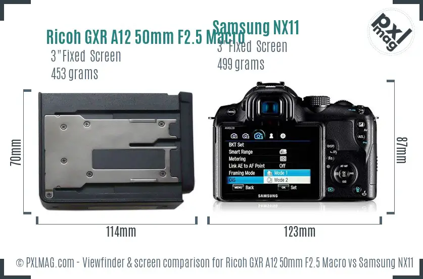 Ricoh GXR A12 50mm F2.5 Macro vs Samsung NX11 Screen and Viewfinder comparison