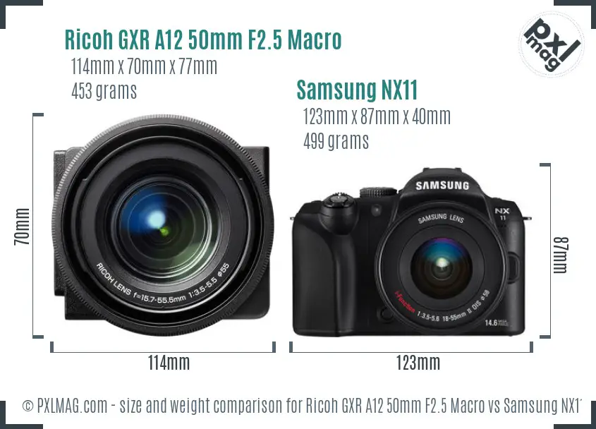 Ricoh GXR A12 50mm F2.5 Macro vs Samsung NX11 size comparison