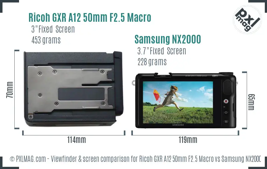 Ricoh GXR A12 50mm F2.5 Macro vs Samsung NX2000 Screen and Viewfinder comparison