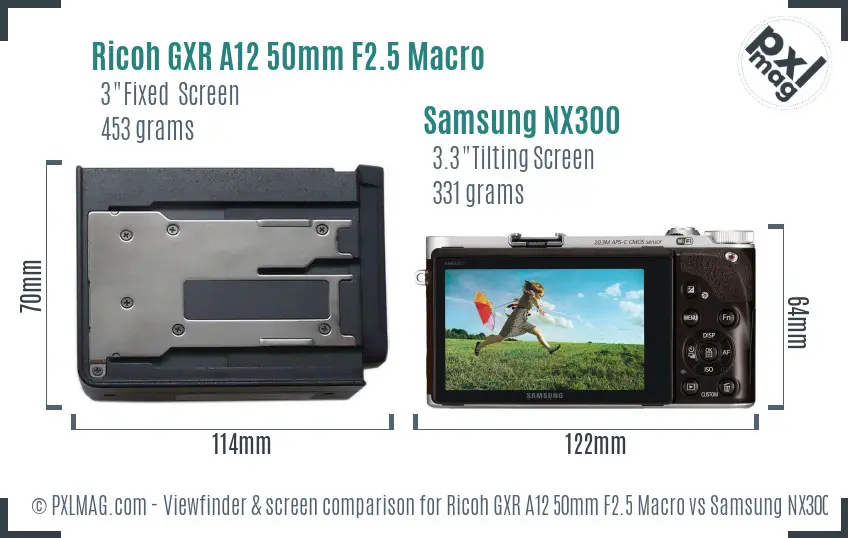 Ricoh GXR A12 50mm F2.5 Macro vs Samsung NX300 Screen and Viewfinder comparison