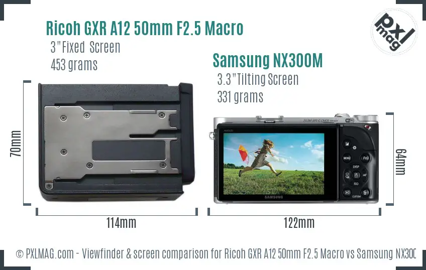 Ricoh GXR A12 50mm F2.5 Macro vs Samsung NX300M Screen and Viewfinder comparison