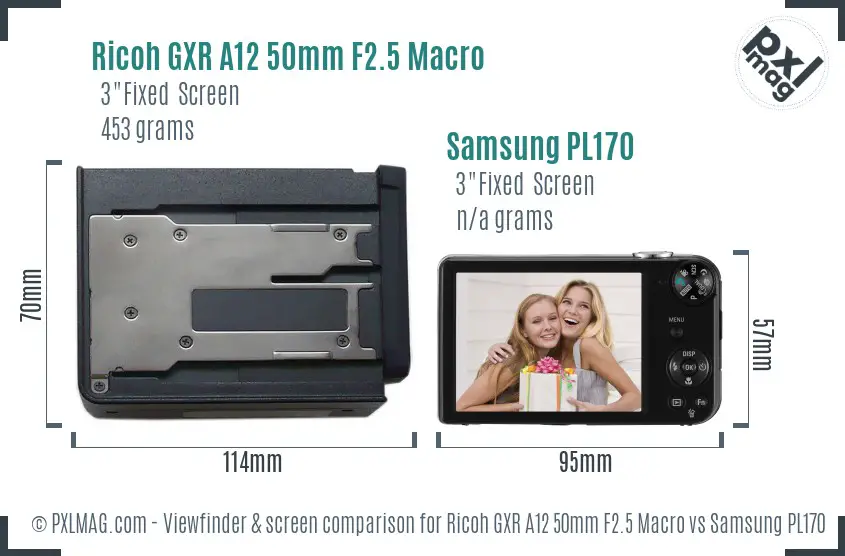 Ricoh GXR A12 50mm F2.5 Macro vs Samsung PL170 Screen and Viewfinder comparison Ricoh GXR A12 50mm F2.5 Macro vs Samsung PL170 Screen and Viewfinder comparison
