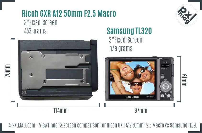 Ricoh GXR A12 50mm F2.5 Macro vs Samsung TL320 Screen and Viewfinder comparison