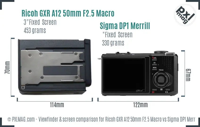 Ricoh GXR A12 50mm F2.5 Macro vs Sigma DP1 Merrill Screen and Viewfinder comparison