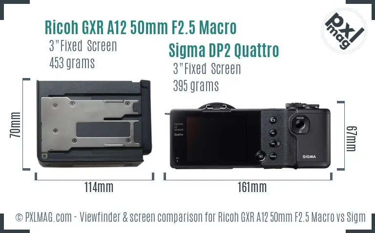 Ricoh GXR A12 50mm F2.5 Macro vs Sigma DP2 Quattro Screen and Viewfinder comparison
