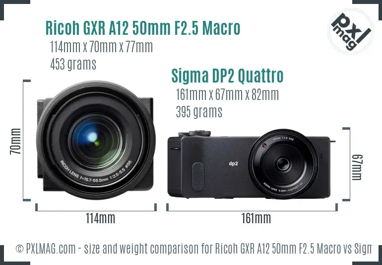 Ricoh GXR A12 50mm F2.5 Macro vs Sigma DP2 Quattro size comparison