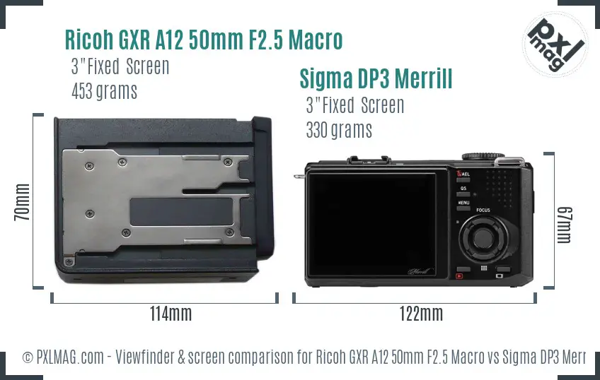 Ricoh GXR A12 50mm F2.5 Macro vs Sigma DP3 Merrill Screen and Viewfinder comparison