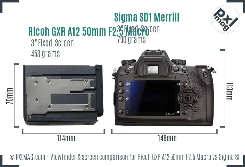 Ricoh GXR A12 50mm F2.5 Macro vs Sigma SD1 Merrill Screen and Viewfinder comparison