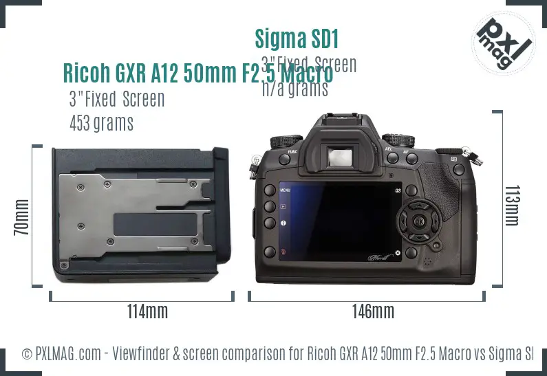 Ricoh GXR A12 50mm F2.5 Macro vs Sigma SD1 Screen and Viewfinder comparison